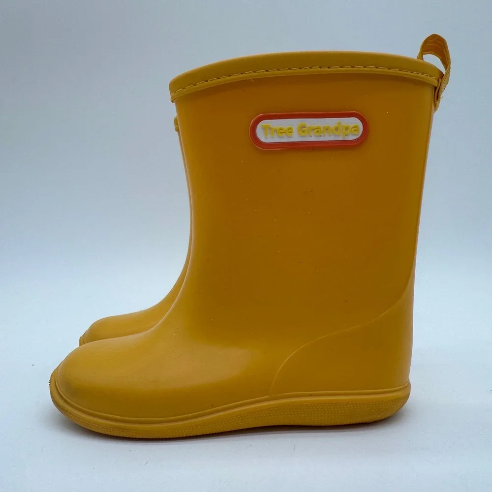 Tree Grandpa Toddler Yellow Rubber Rain Boots Waterproof Size 16cm 9.5 Toddler